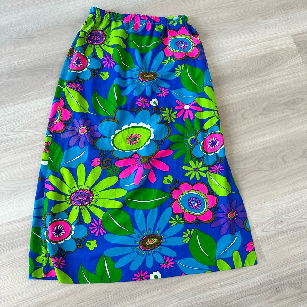 Vintage Retro Flower Power MIDI Skirt